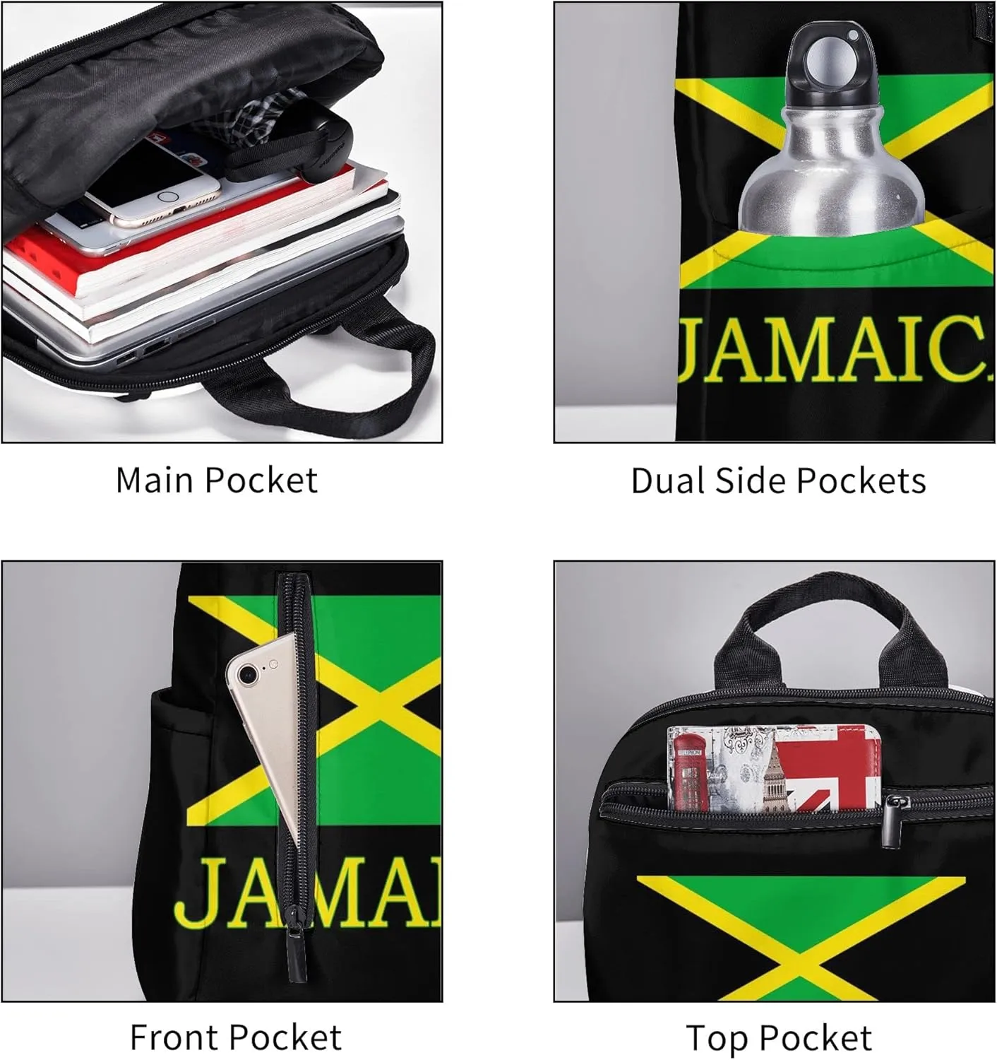 SWEET TANG Jamaican Flag black Backpack Casual Sackpack Beach Bag Daypack Multi-Purpose Women Men Unisex