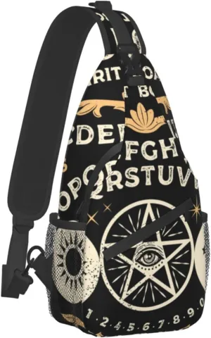 SWEET TANG Large Capacity Sling Chest Bag Board With Pentagram Occultism Set Backpack for Men Boys, Funny Crossbody Backpack with Adjustable Strap for Hiking Outdoor Sports