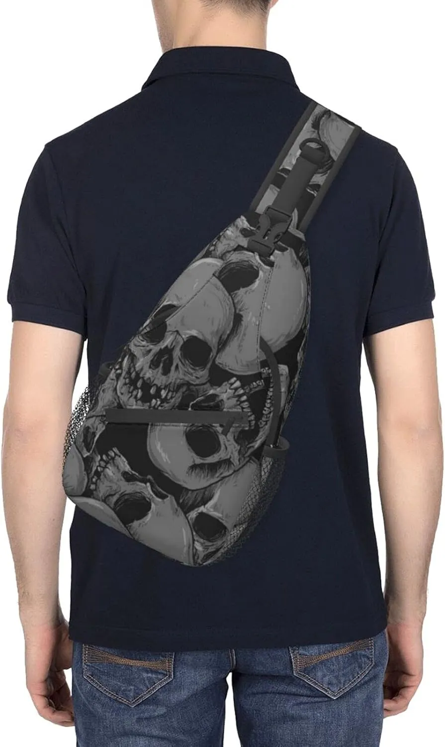 SWEET TANG Shoulder Sling Bag A Lot Of Skulls for Men Boys Multipurpose Unbalance Backpack Gym Bag with Smooth Zipper for Outdoor Sports Activities,One Size