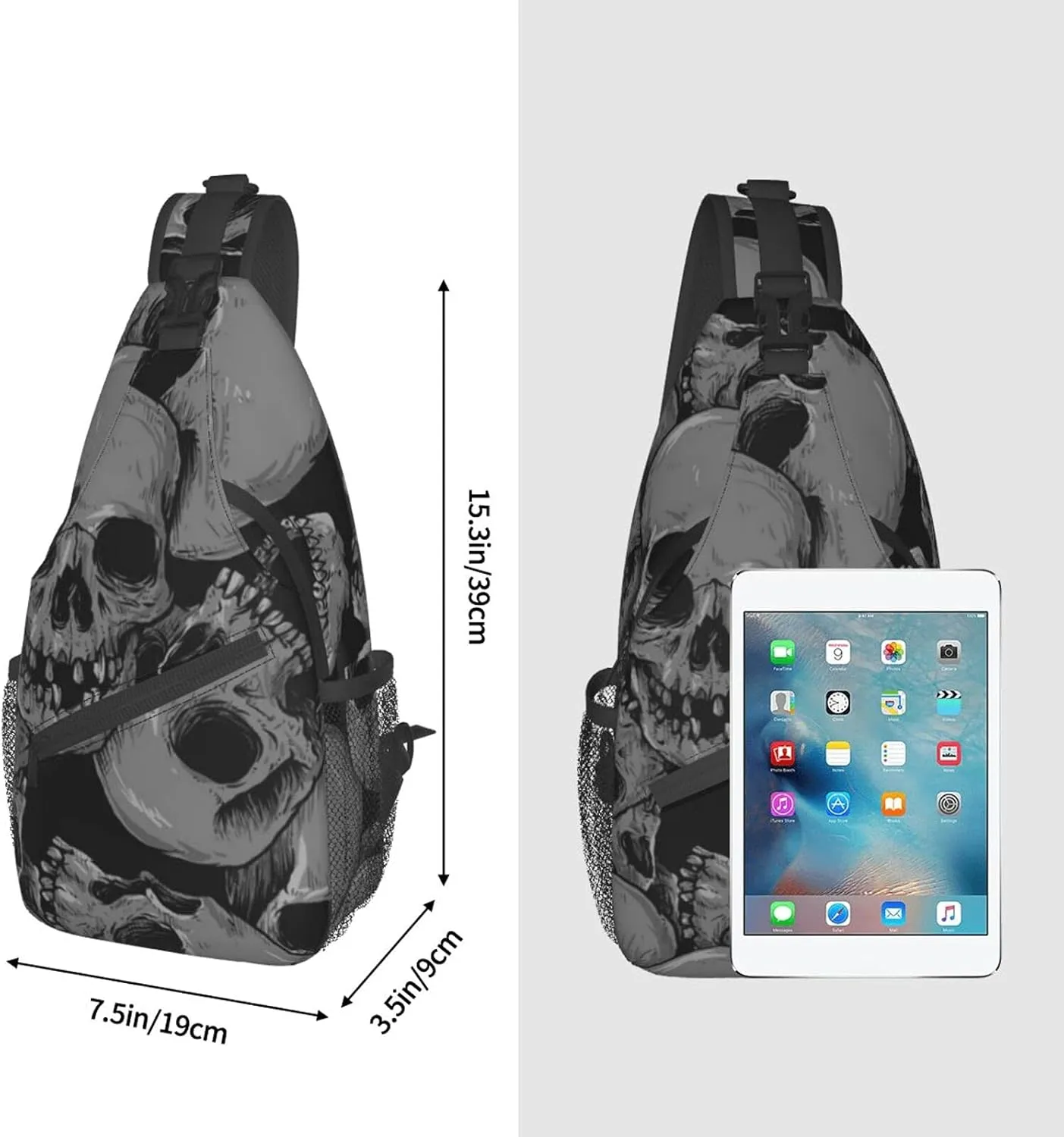 SWEET TANG Shoulder Sling Bag A Lot Of Skulls for Men Boys Multipurpose Unbalance Backpack Gym Bag with Smooth Zipper for Outdoor Sports Activities,One Size