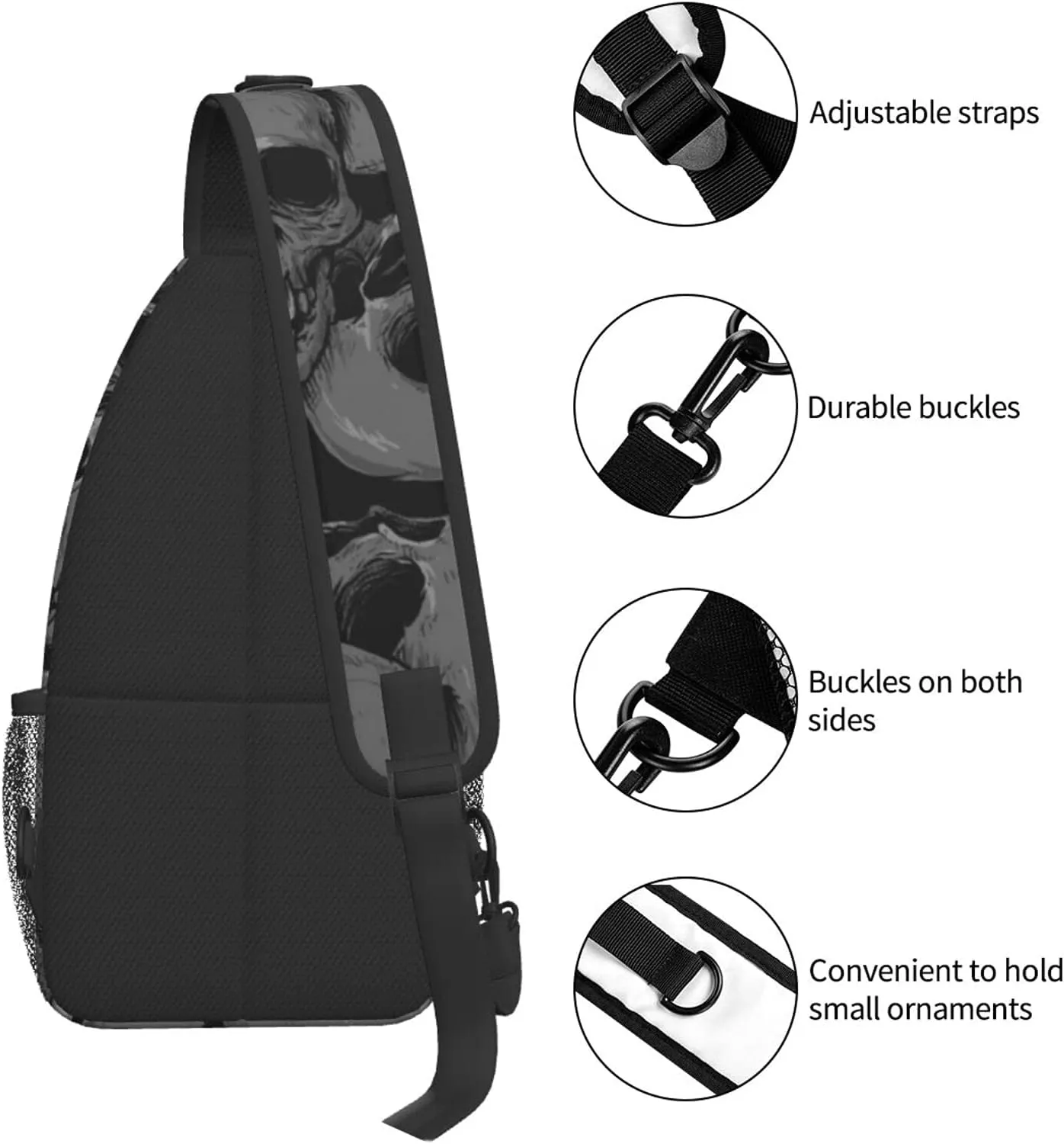 SWEET TANG Shoulder Sling Bag A Lot Of Skulls for Men Boys Multipurpose Unbalance Backpack Gym Bag with Smooth Zipper for Outdoor Sports Activities,One Size