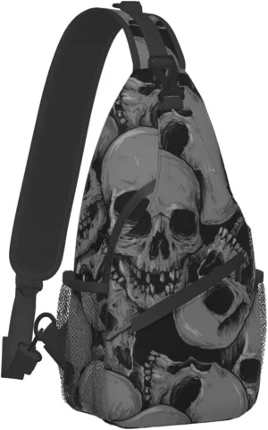SWEET TANG Shoulder Sling Bag A Lot Of Skulls for Men Boys Multipurpose Unbalance Backpack Gym Bag with Smooth Zipper for Outdoor Sports Activities,One Size