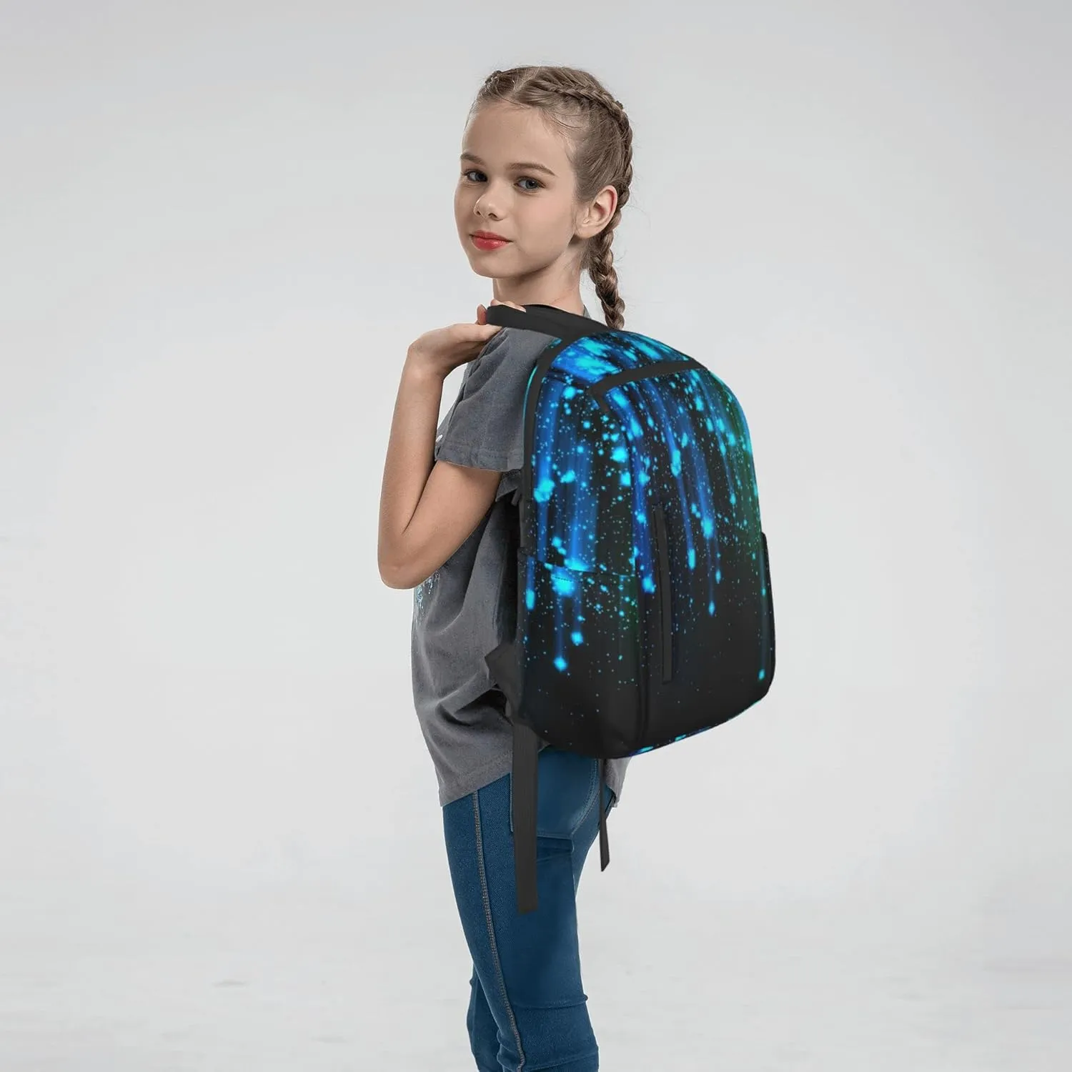 SWEET TANG Travel Laptop Backpack Business Anti Theft Black and Blue Neon Lights Backpack College Computer Bag Gifts for Men & Women