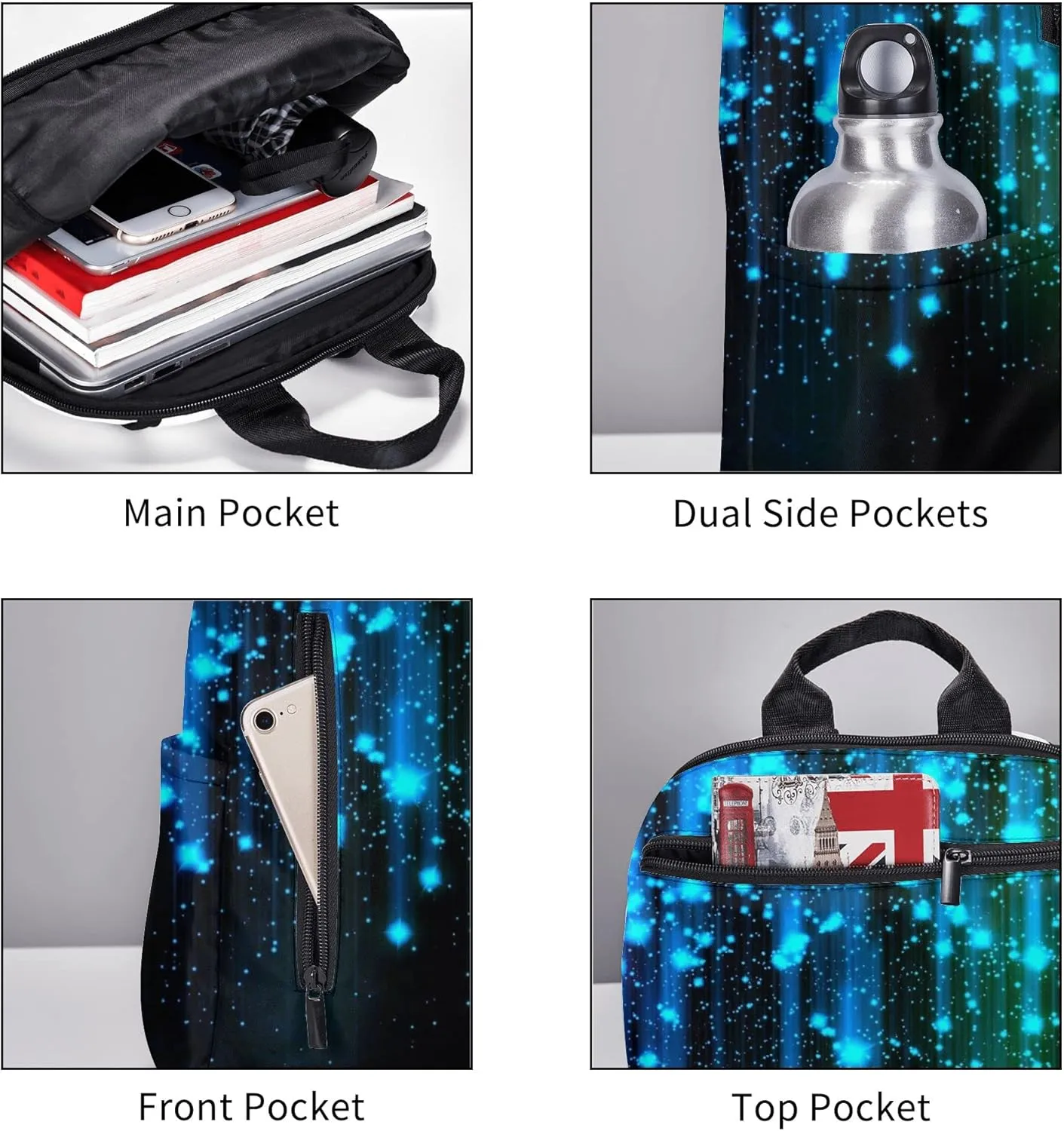 SWEET TANG Travel Laptop Backpack Business Anti Theft Black and Blue Neon Lights Backpack College Computer Bag Gifts for Men & Women