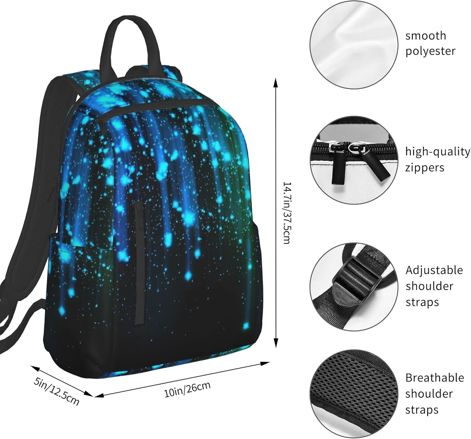 SWEET TANG Travel Laptop Backpack Business Anti Theft Black and Blue Neon Lights Backpack College Computer Bag Gifts for Men & Women