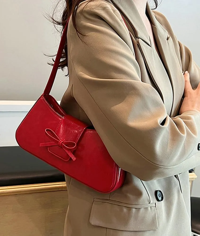Sweet Womens Shoulder Bag Vegan Leather Clutch Bag For Women Trendy Underarm Handbag Casual Y2K Purse Versatile Work Purse