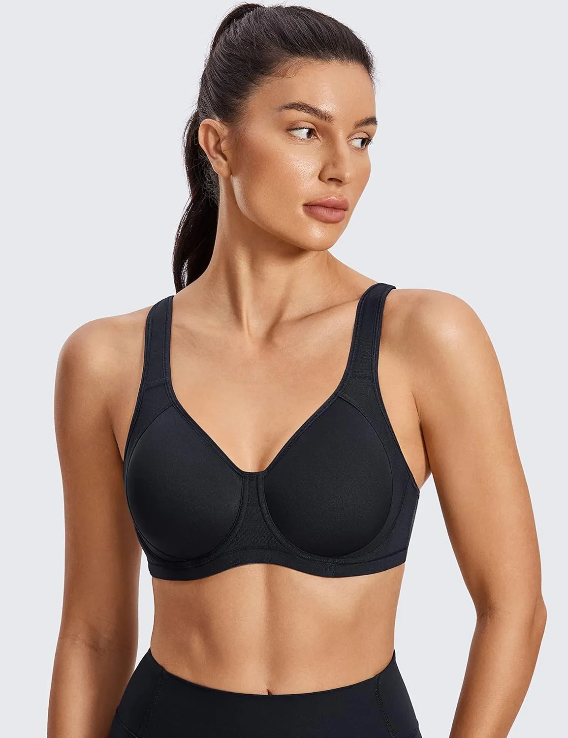 SYROKAN High Impact Sports Bras for Women Support Underwire Cross Back Large Bust Cool Comfort Molded Cup