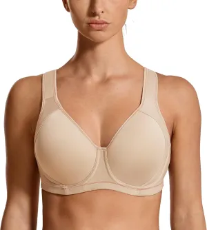 SYROKAN High Impact Sports Bras for Women Support Underwire Cross Back Large Bust Cool Comfort Molded Cup