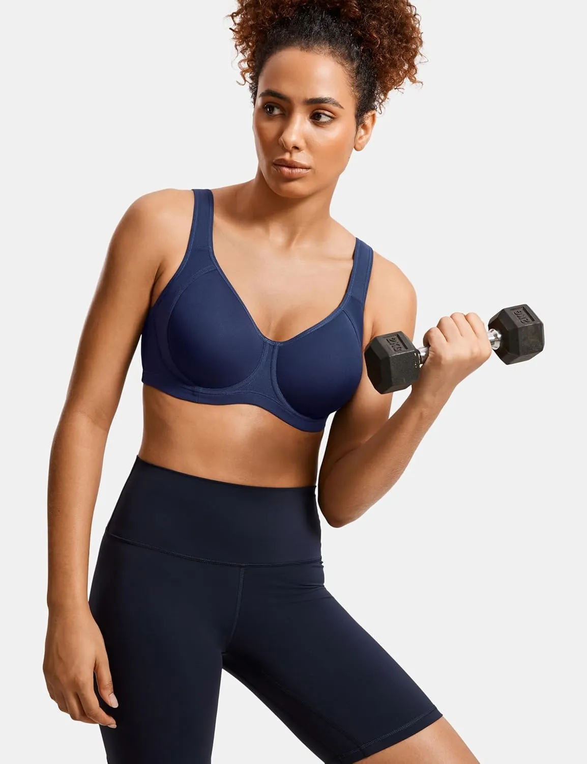SYROKAN High Impact Sports Bras for Women Support Underwire Cross Back Large Bust Cool Comfort Molded Cup
