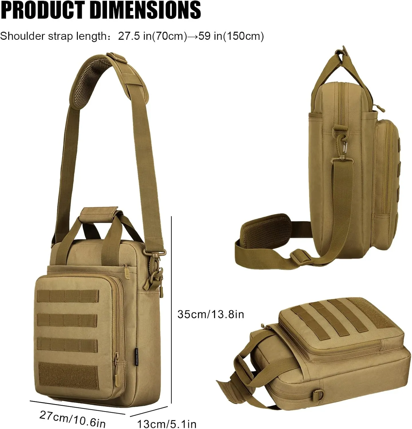 Tactical Messenger Bag, Tactical Briefcase Laptop Bag Heavy Duty MOLLE Shoulder Pack Handbag for Men(Patch Included)