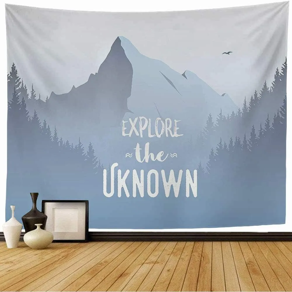 Tapestry Wall Hanging Woods Mountain Forest Landscape Foggy Nature Ecology Climbing Parks Wildlife Outdoor Horizontal Cool Tapestry for Bedroom Wall Decor 60x50 Inch