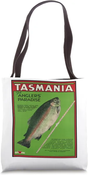 Tasmania Anglers Vintage Travel Artwork by Daniel Triana Tote Bag