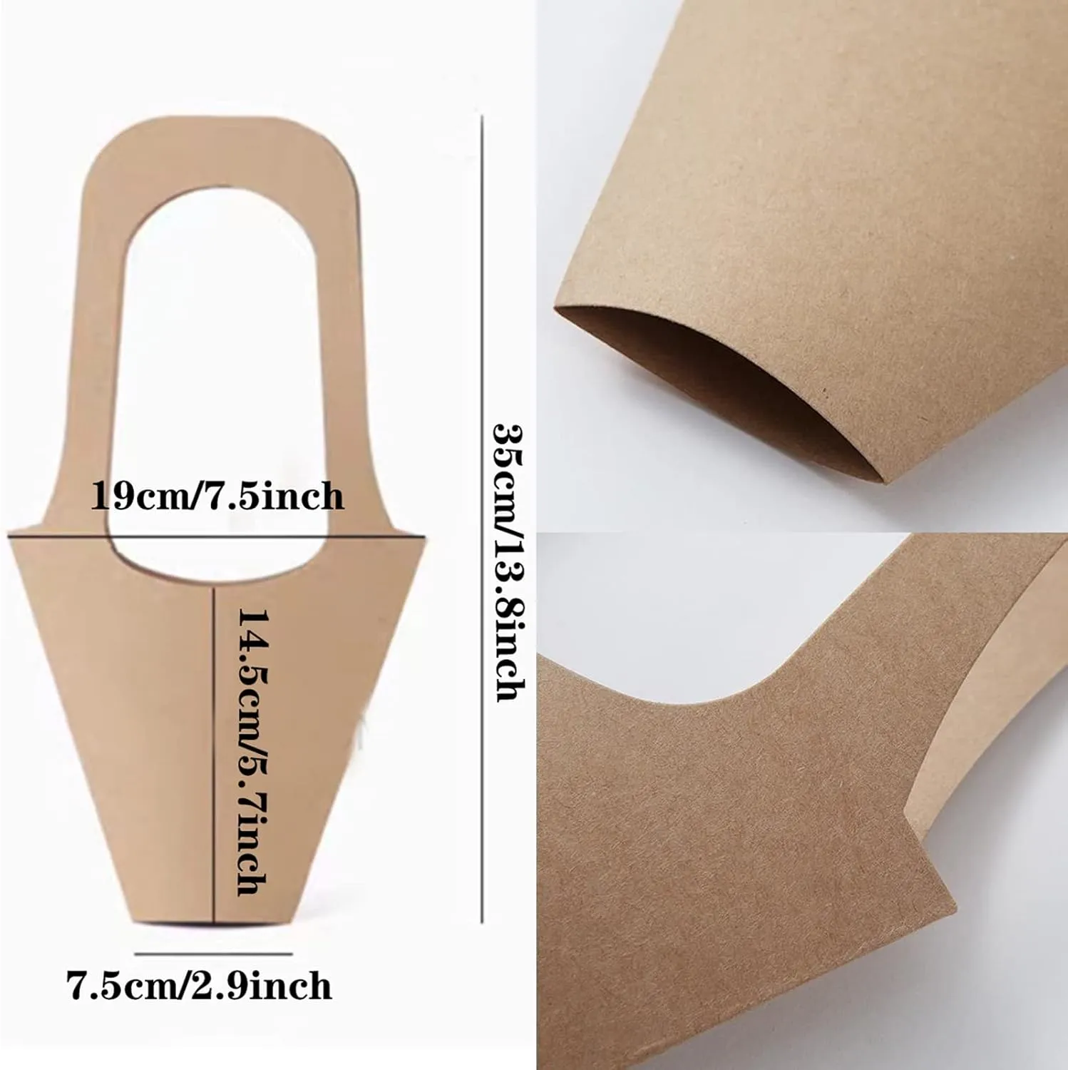 Tergy 50 Packs Kraft Paper Flowers Gift Bags Hanging Bouquet Wrapping Bags for Home Decoration