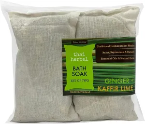 Thai Herbal Bath Soak by Verve CULTURE | Traditional Spa Remedy | Aromatic Ginger   Kaffir Lime Bath Tea Pouch | Promotes Postpartum Recuperation, Relaxation, Muscle Fatigue Relief | Pack of 2