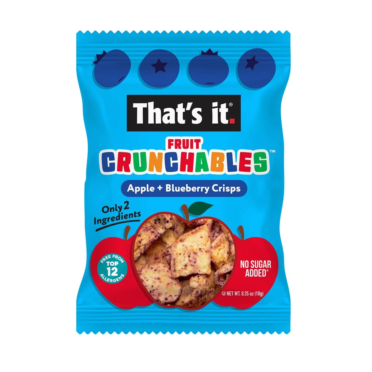 That's it. Fruit Crunchables – 100% Apple   Blueberry Crisps, 15 Pack healthy snacks for kids Plant-Based, Non-GMO, Gluten-Free, No Sugar Added, Healthy Fruit Snacks for Kids & Adults