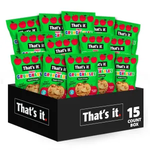 That's it. Fruit Crunchables (15 Pack) Apple Crisps healthy snacks for kids, Plant-Based, Non-GMO, Gluten-Free, No Sugar Added - Healthy Snack for lunch box 100% Natural Crunchy Fruit Snack