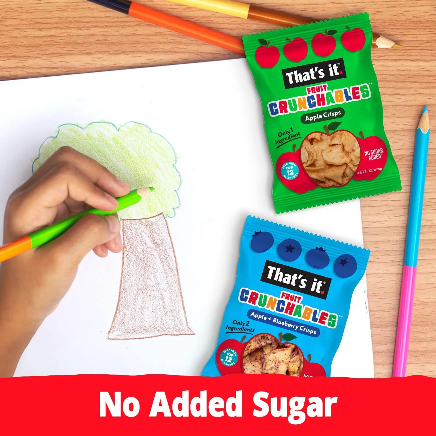 That's it. Fruit Crunchables (15 Pack) Apple Crisps healthy snacks for kids, Plant-Based, Non-GMO, Gluten-Free, No Sugar Added - Healthy Snack for lunch box 100% Natural Crunchy Fruit Snack