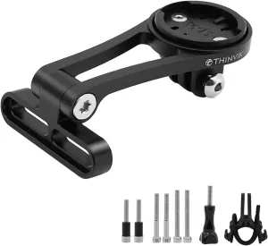 Thinvik Out-Front Extended Bike Computer Mount for Wahoo - Adjustable Angle Combo Mount for Elemnt Mini, Bolt, Roam GPS Bike Computer - CNC Aluminum Alloy