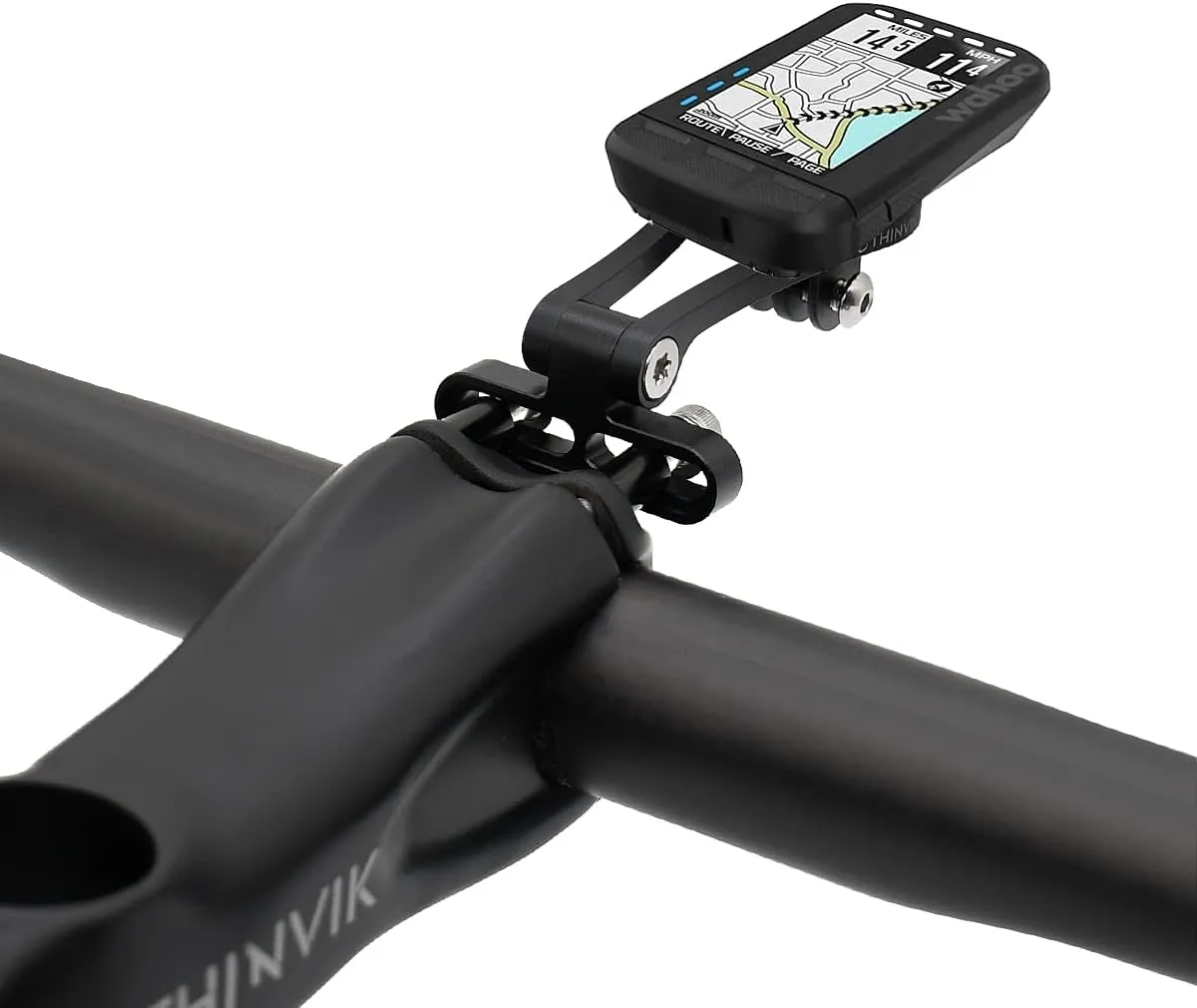Thinvik Out-Front Extended Bike Computer Mount for Wahoo - Adjustable Angle Combo Mount for Elemnt Mini, Bolt, Roam GPS Bike Computer - CNC Aluminum Alloy