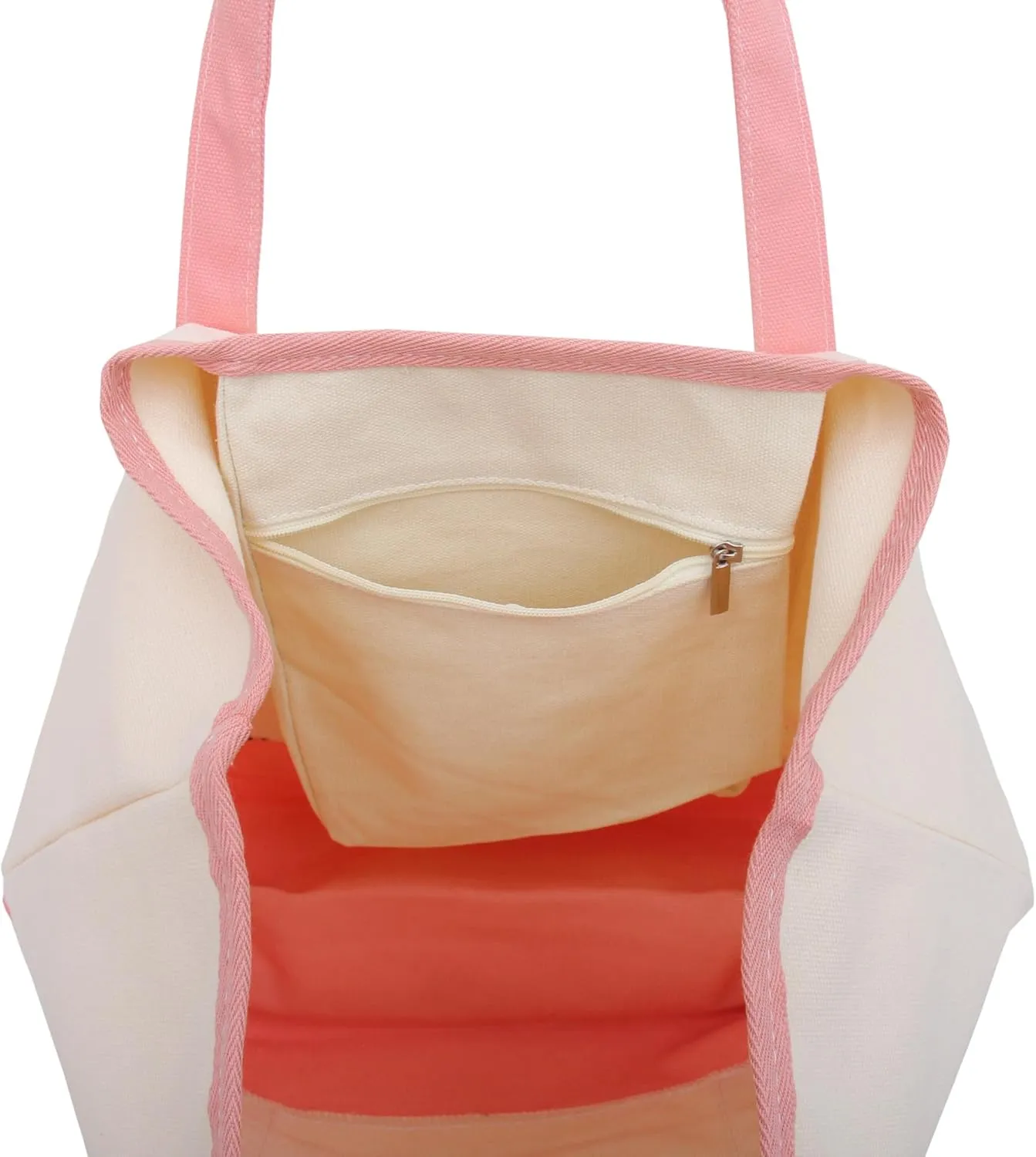 Threadart Personalized with Embroidery Large 100% Cotton Natural Canvas Tote Bag With Light Pink Handles - 18.5"x11.5"x5.5" - 14 oz Canvas - For Women, Shopping, Beach, Getaways, Gifts