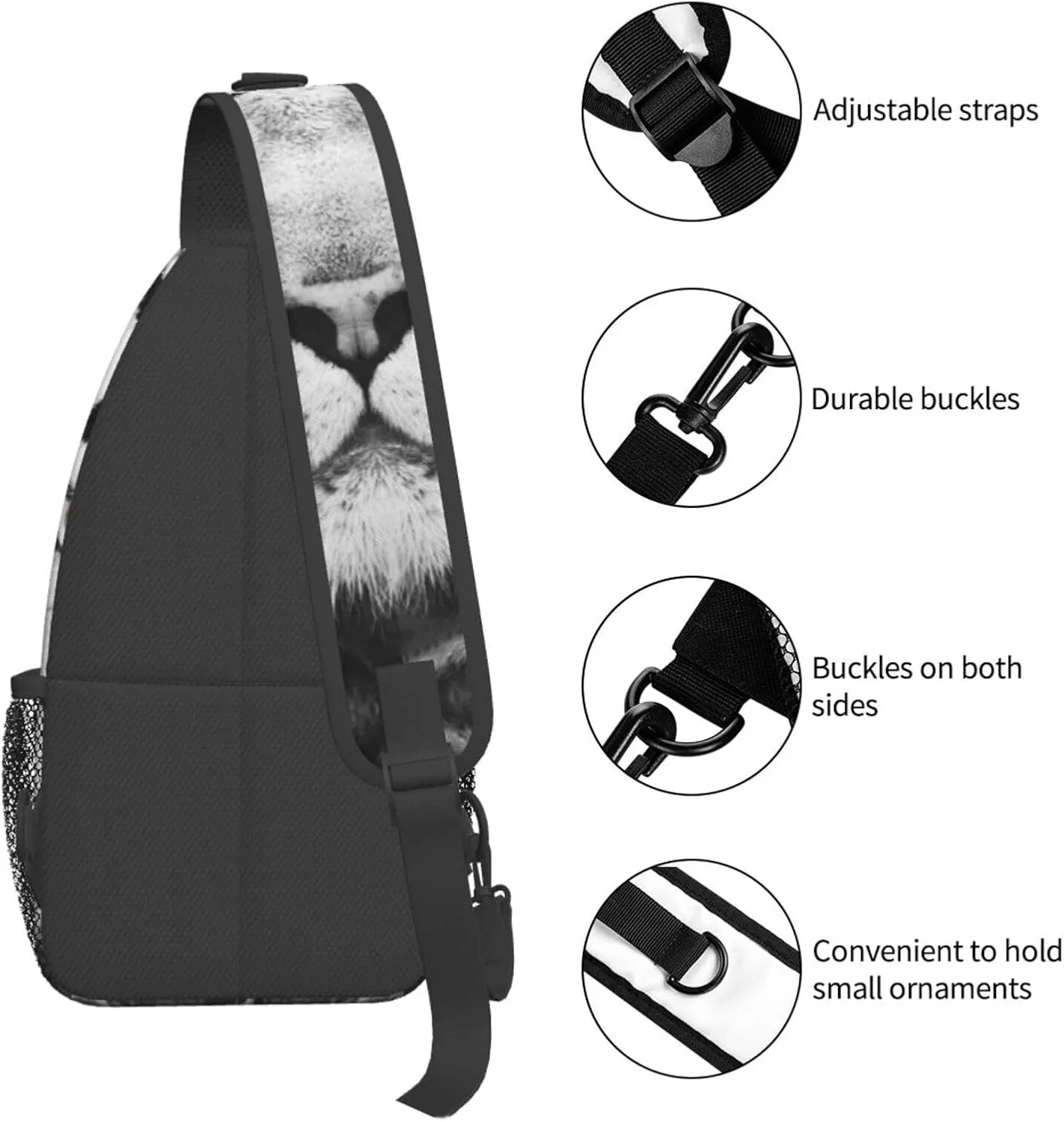 Tiger Crossbody Bag Men Shoulder Bag Backpack Cool Sling Bag Chest Casual Daypack for Outdoor