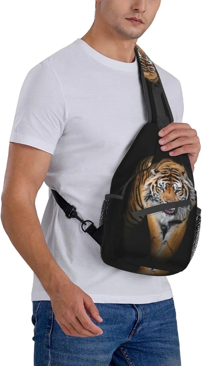 Tiger Crossbody Bag Men Shoulder Bag Backpack Cool Sling Bag Chest Casual Daypack for Outdoor