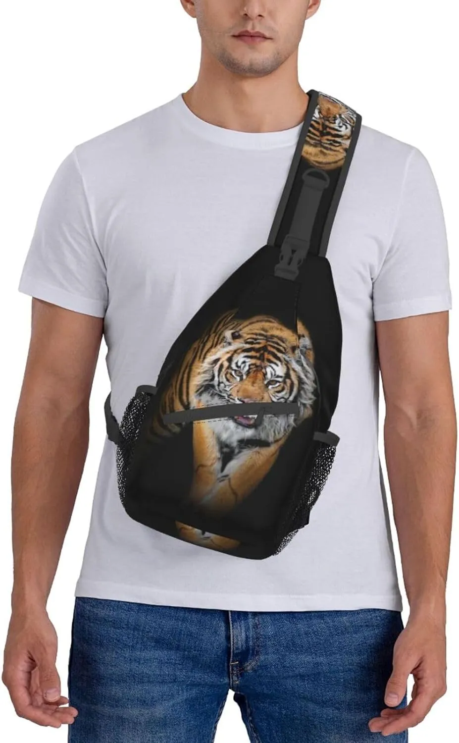 Tiger Crossbody Bag Men Shoulder Bag Backpack Cool Sling Bag Chest Casual Daypack for Outdoor