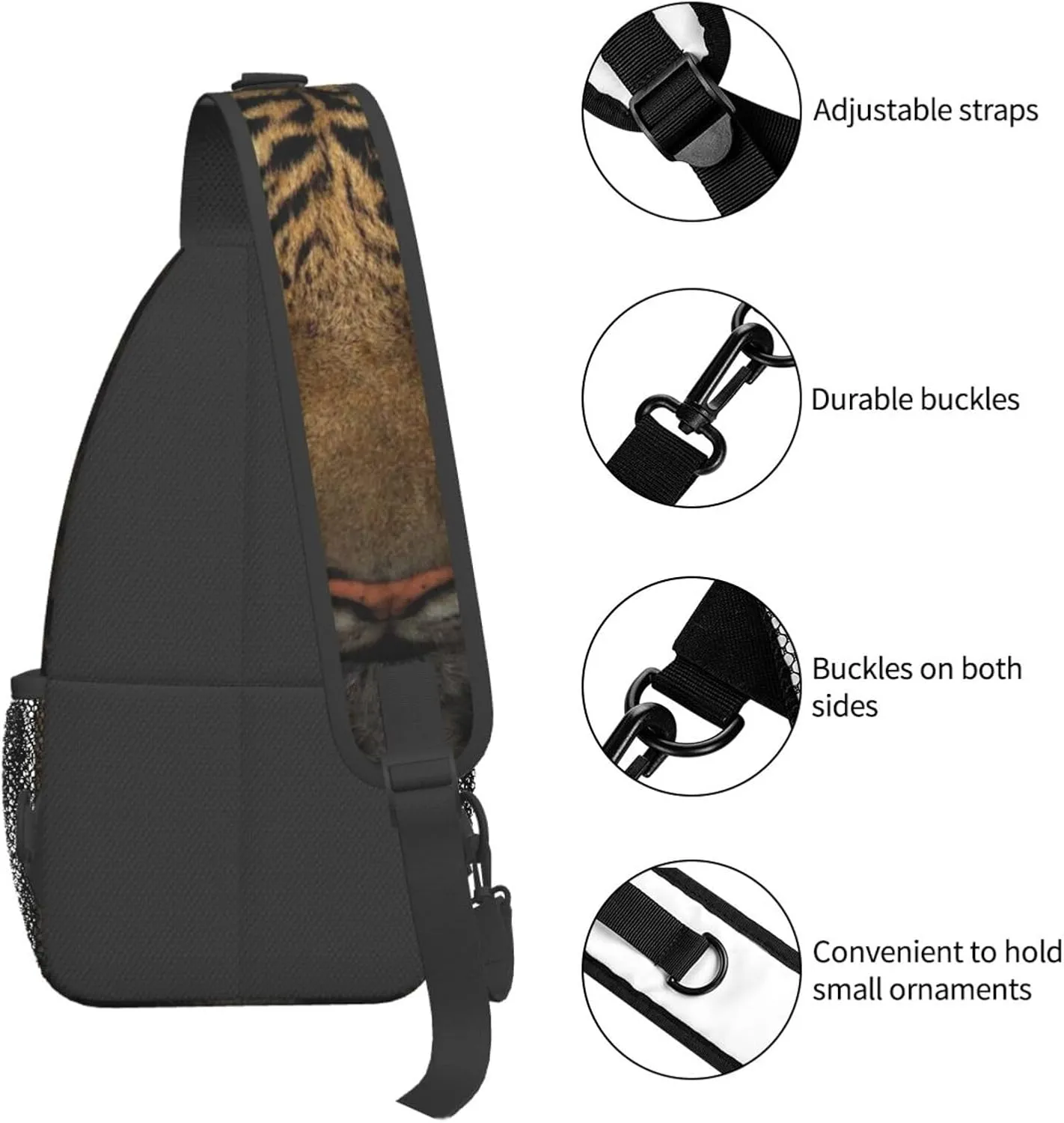 Tiger Crossbody Bag Men Shoulder Bag Backpack Cool Sling Bag Chest Casual Daypack for Outdoor