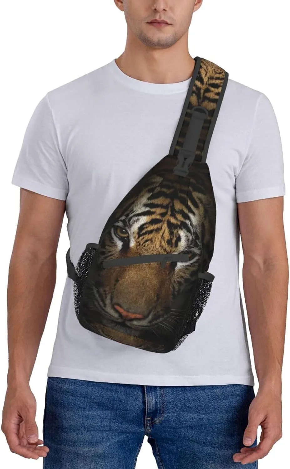 Tiger Crossbody Bag Men Shoulder Bag Backpack Cool Sling Bag Chest Casual Daypack for Outdoor