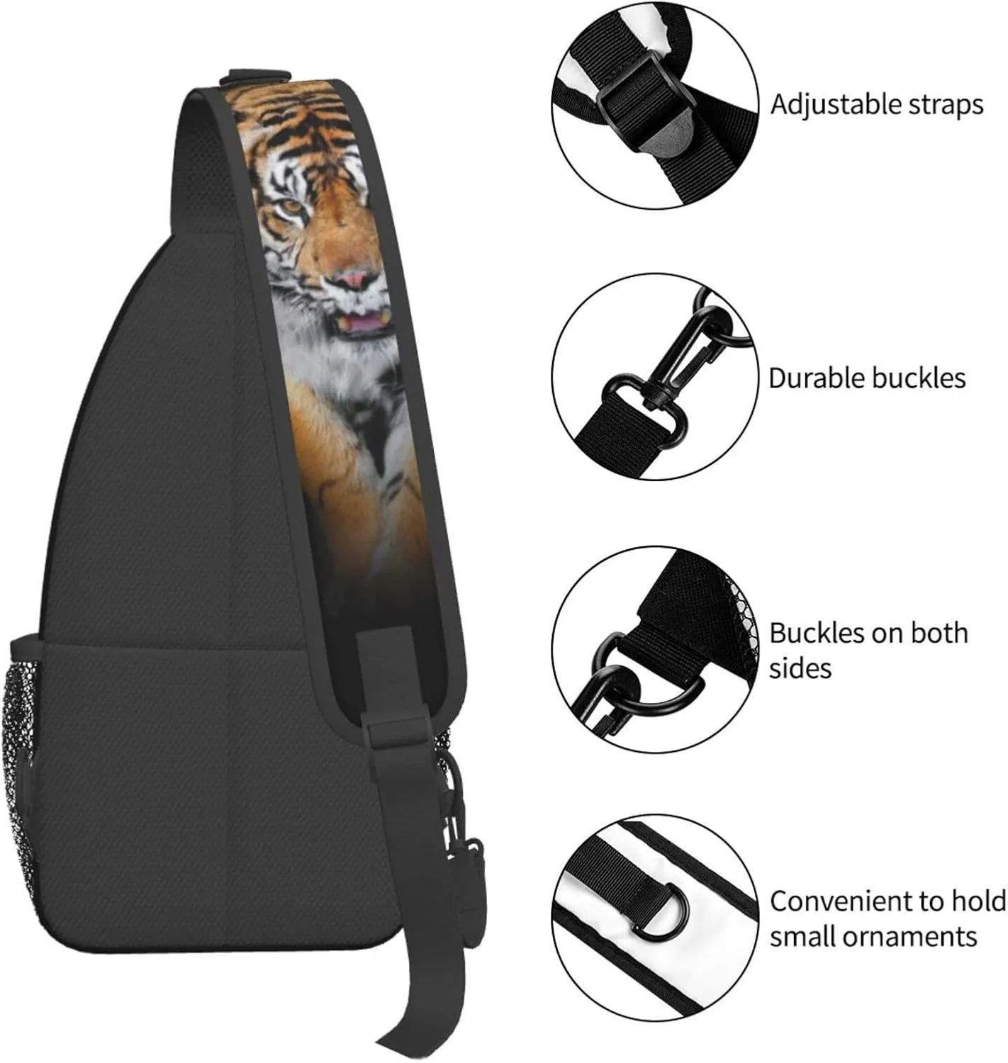 Tiger Crossbody Bag Men Shoulder Bag Backpack Cool Sling Bag Chest Casual Daypack for Outdoor