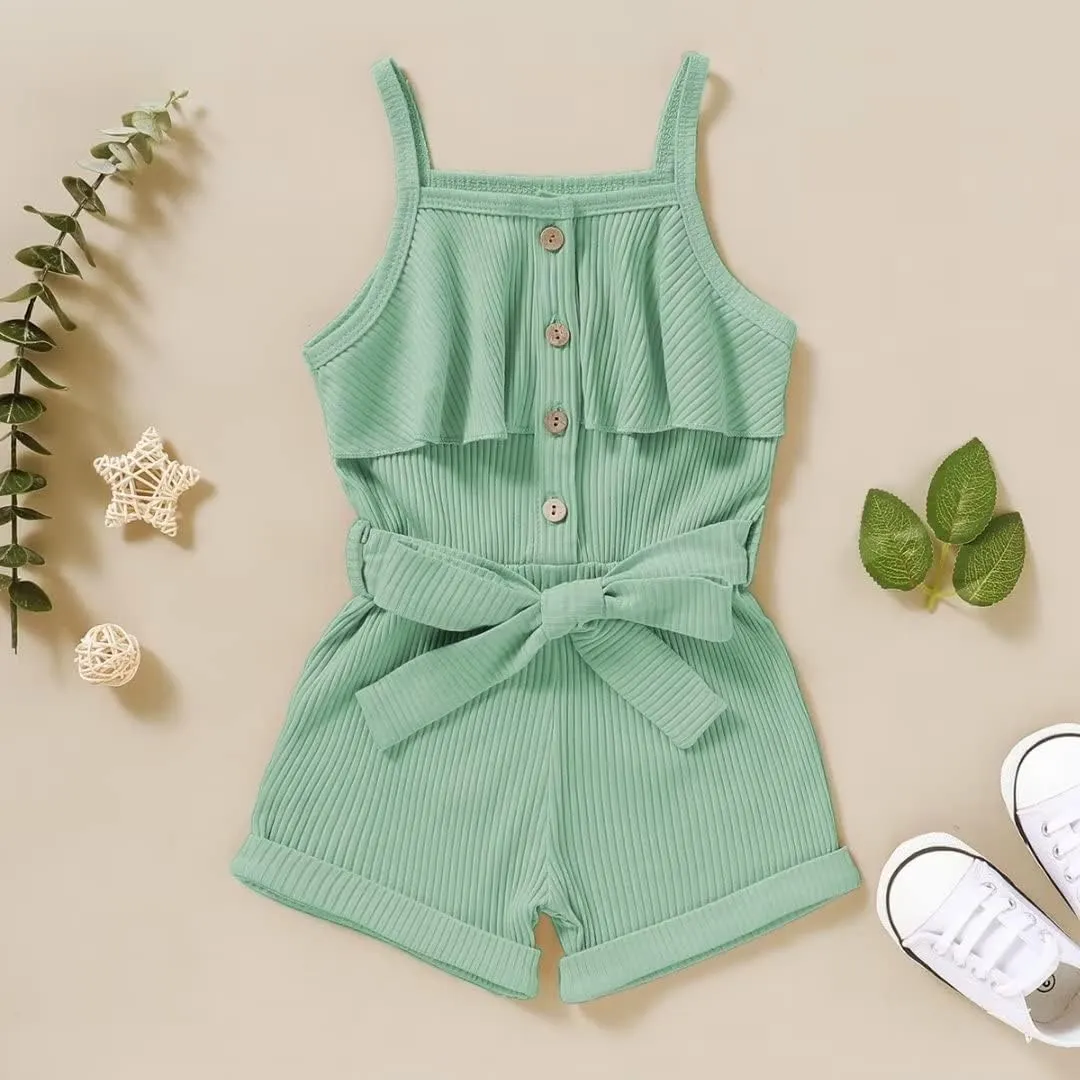 Toddler Girl Clothes Baby Girls Summer Sleeveless Clothing One Piece Halter Romper Jumpsuit 1-5T