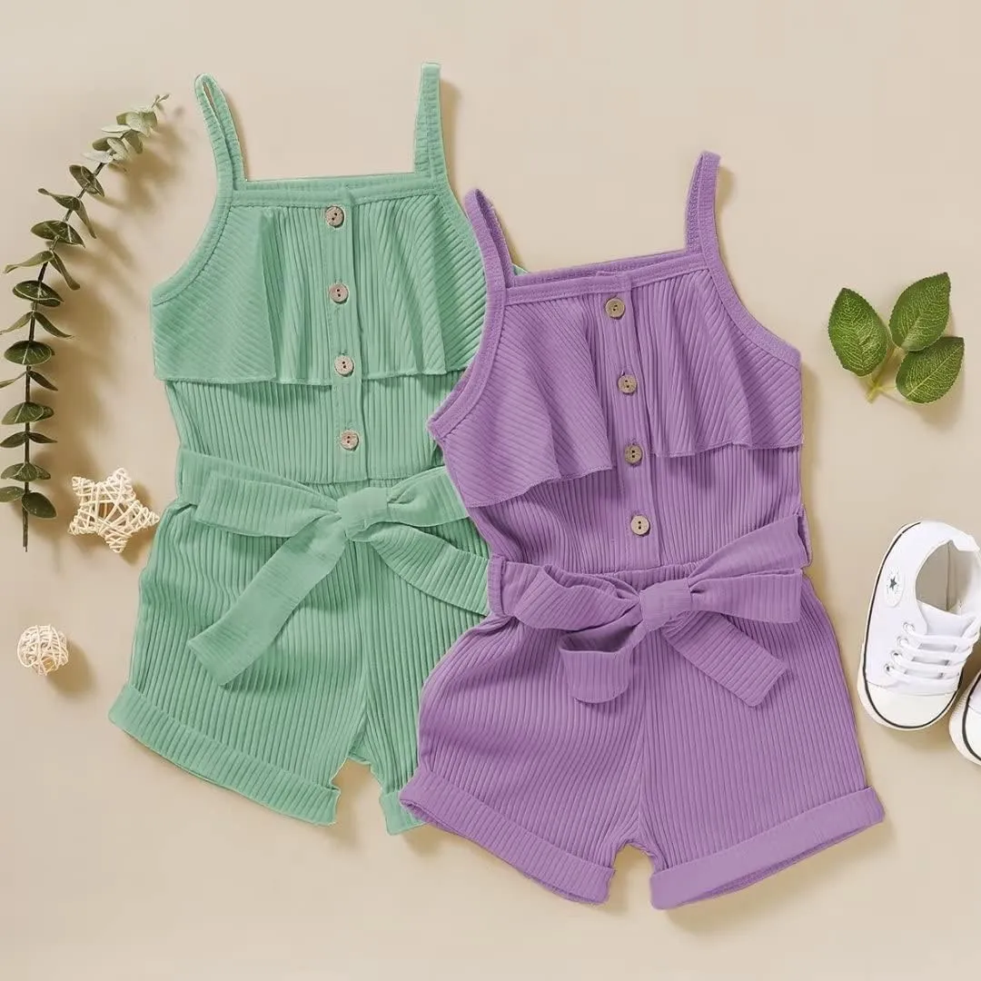 Toddler Girl Clothes Baby Girls Summer Sleeveless Clothing One Piece Halter Romper Jumpsuit 1-5T