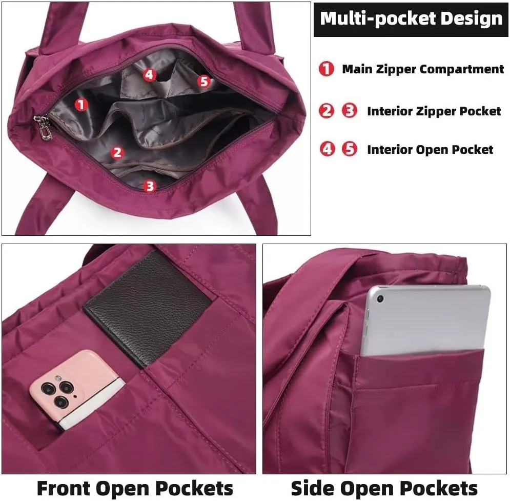 Tote Bag for Women Minimalist Waterproof Crossbody Purse Lightweight Business Travel Bag Large Multi Pockets Mom Bag