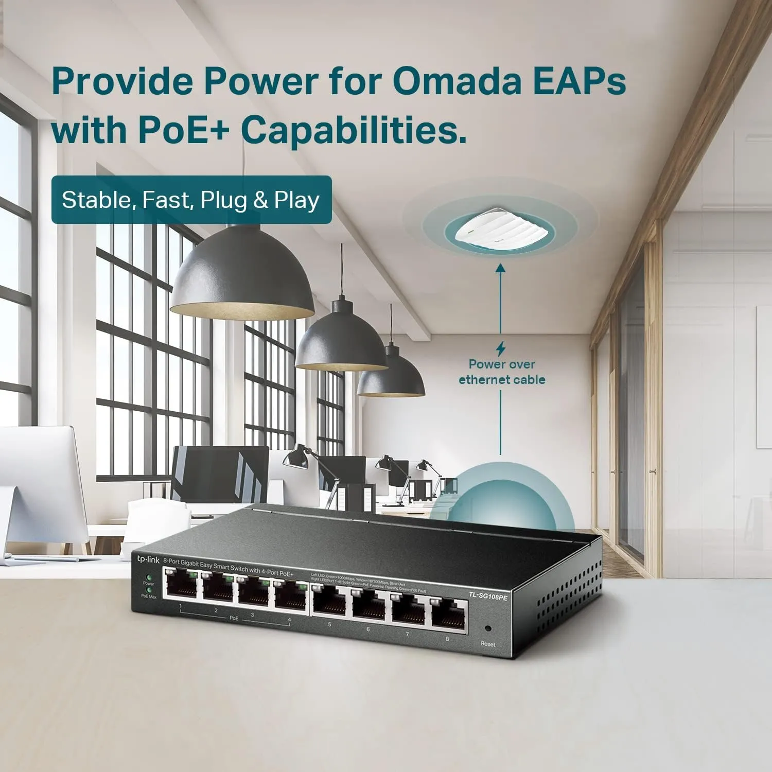 TP-Link TL-SG108PE, 8 Port Gigabit PoE Switch, Easy Smart Managed, 4 PoE  Ports 64W, Plug & Play, Sturdy Metal w/ Shielded Ports, Fanless, QoS, Vlan & IGMP