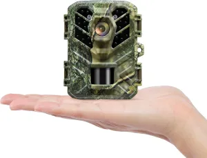 Trail Camera, 1080P 24MP Mini Hunting & Trail Cameras with Night Vision Motion Activated Waterproof, Game Camera with 0.2s Trigger Speed and 65FT Distance, Trail Cam for Wildlife Monitoring