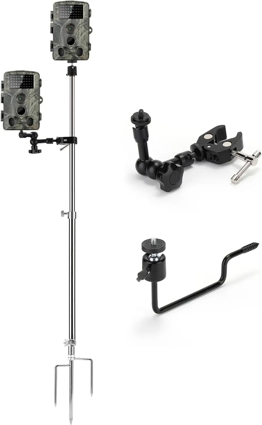 Trail Camera Mount, SPOODOR 2 Pack Trail Camera Stand and Game Camera Tree Mount, with Universal 1/4"-20 Screw
