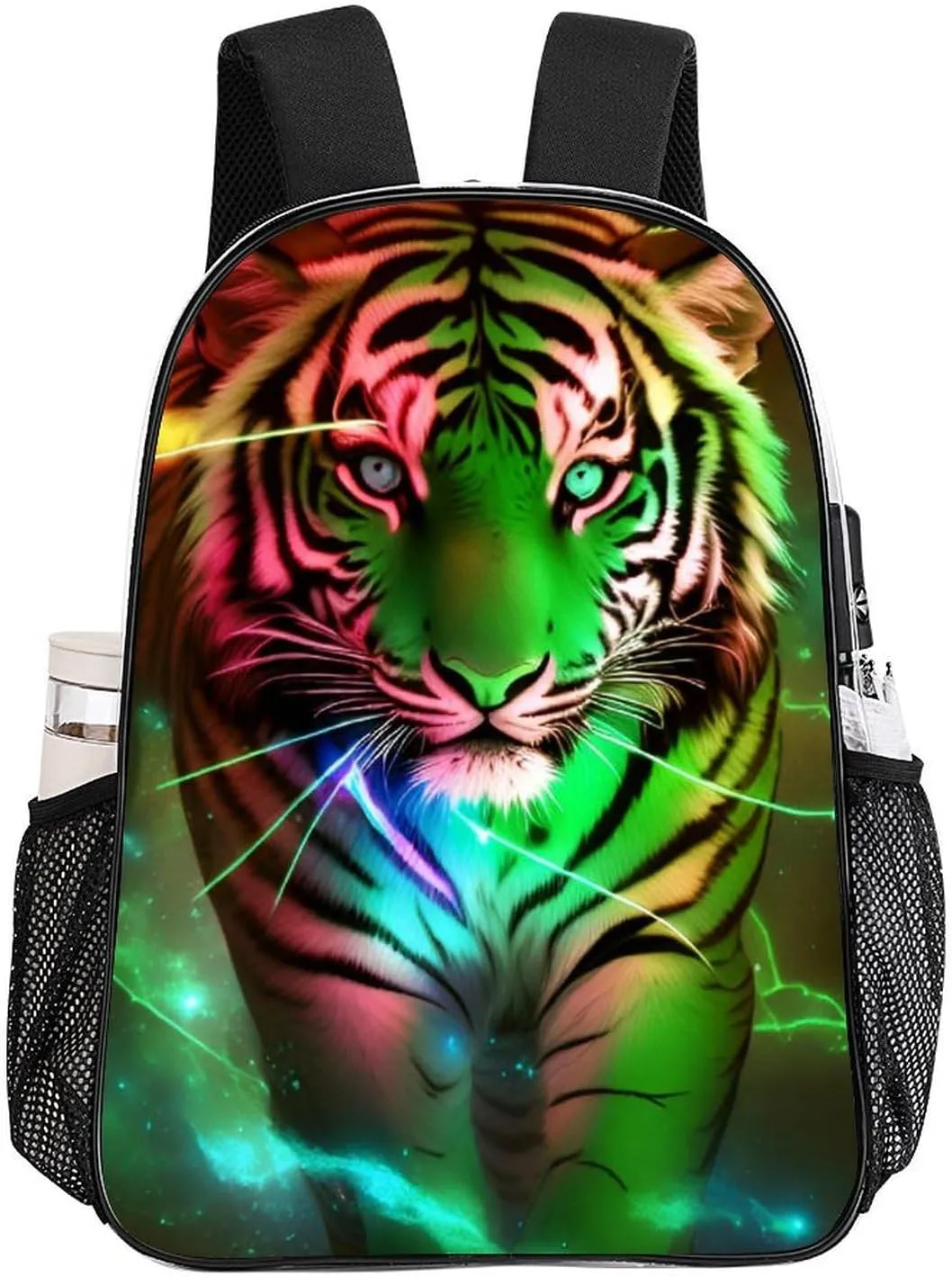 Transparent Daypack for Camping Travel Walking Cycling - Big Capacity Anti-Theft Multipurpose Bookbag, Beautiful Wild Animal Tiger Abstract Art Camping Outdoor Backpack