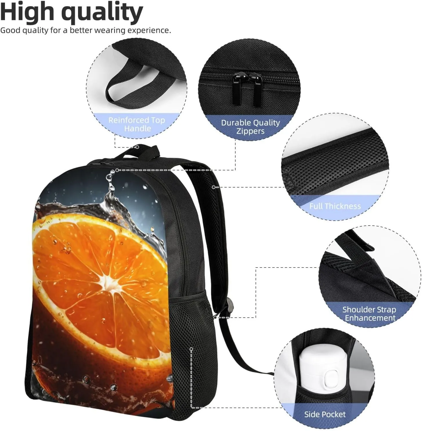 Travel Backpack for Women Men Refreshing Orange Daypack 15 inch Lightweight Computer Bag Casual Back Pack