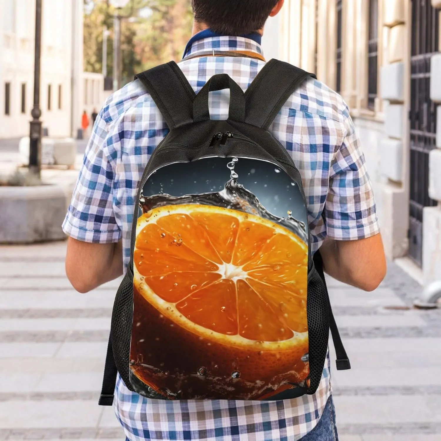 Travel Backpack for Women Men Refreshing Orange Daypack 15 inch Lightweight Computer Bag Casual Back Pack