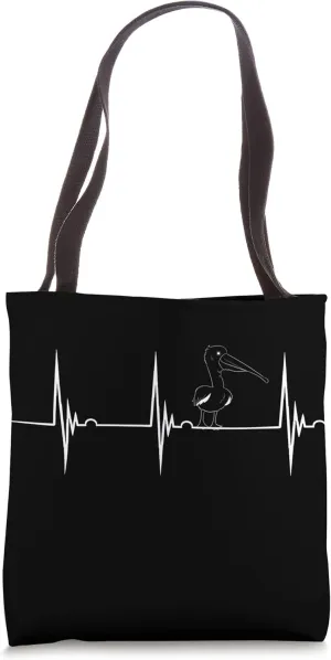 Tropical Bird Heartbeat EKG Pulse Bird Animal Pelican Lover Tote Bag