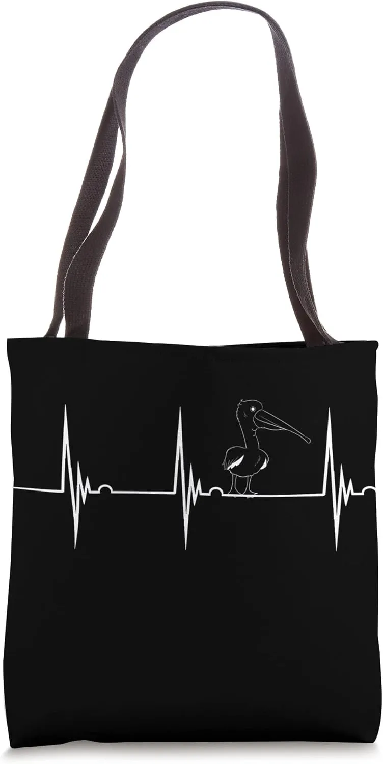Tropical Bird Heartbeat EKG Pulse Bird Animal Pelican Lover Tote Bag
