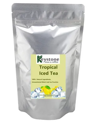 Tropical Iced Tea – Unsweetened Black iced tea Pouches, Diet Tea, Filter tea bags yield 3 gallons by Keystoneteas