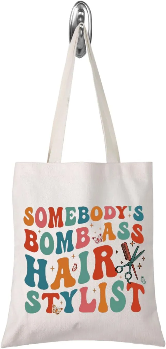 TSOTMO Hairdresser Tote Bag - Somebody's Bomb Ass Hairstylist Gift - Cosmetologist Gift