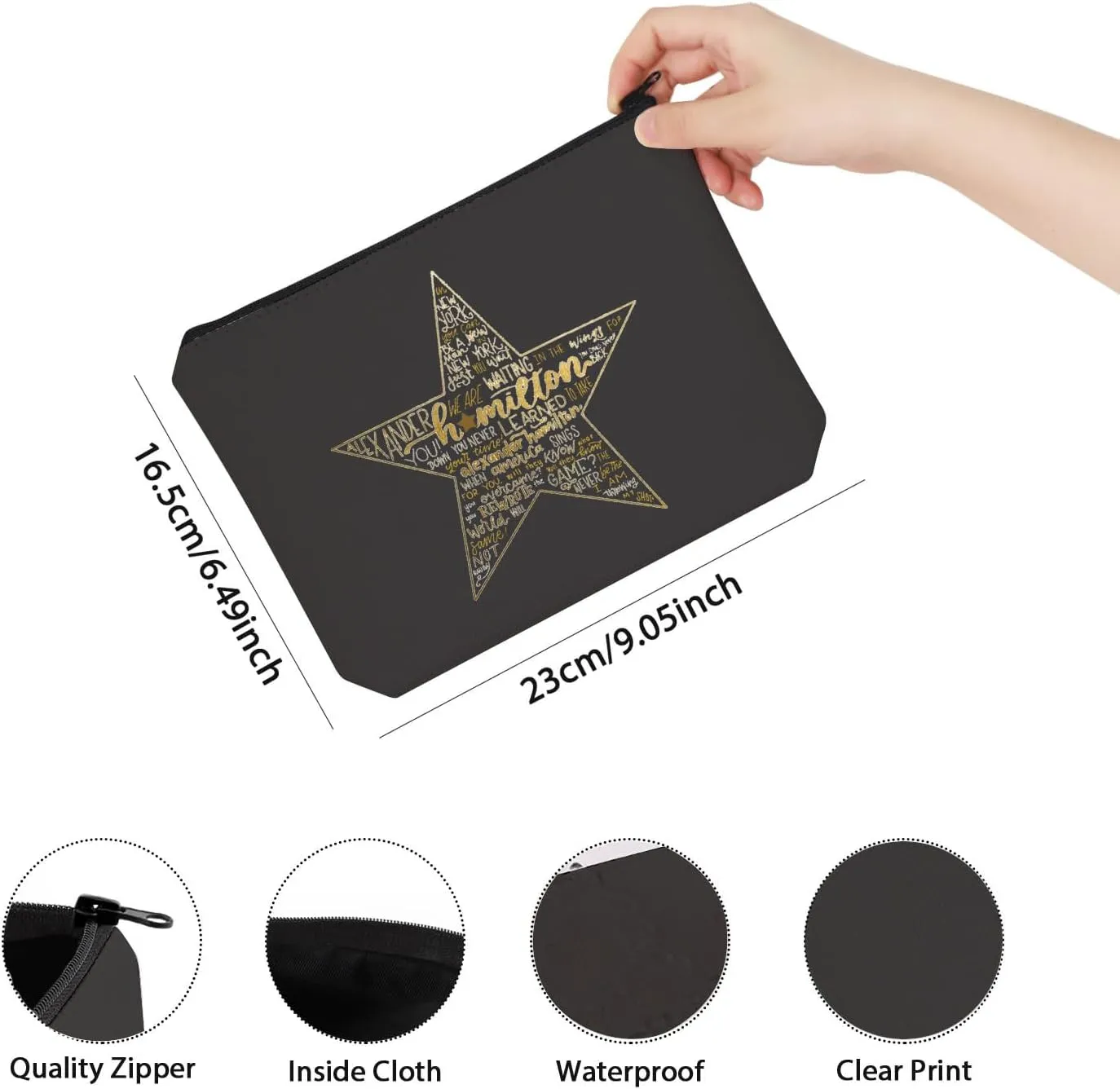 TSOTMO Musical Theatre Makeup Bag Musical Inspired Zipper Pouch Bag(BLK-Musical WE ARE)