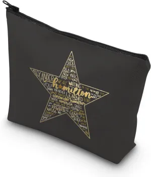 TSOTMO Musical Theatre Makeup Bag Musical Inspired Zipper Pouch Bag(BLK-Musical WE ARE)