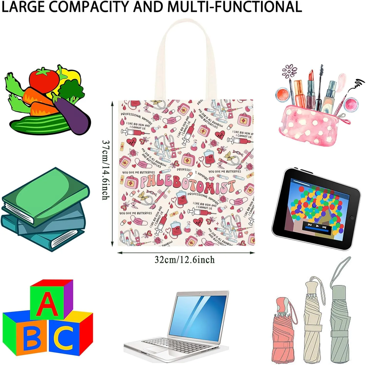 TSOTMO Phlebotomist Nurse Appreciation Tote Bag (Phlebotomy Technician Phleb Tech Gift)