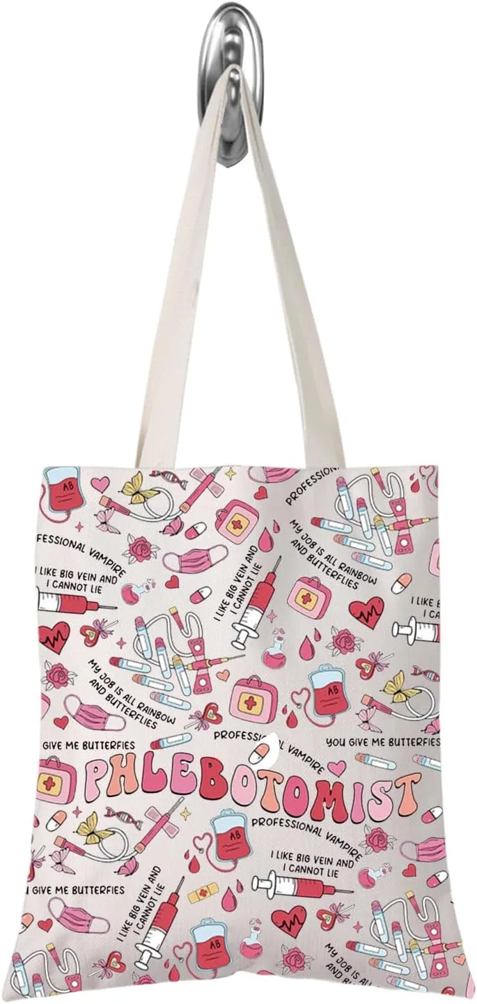 TSOTMO Phlebotomist Nurse Appreciation Tote Bag (Phlebotomy Technician Phleb Tech Gift)