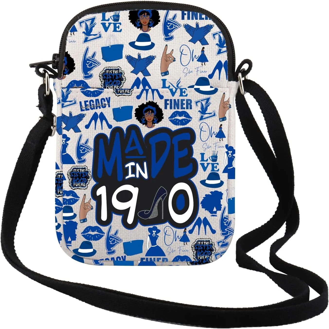TSOTMO Sorority Paraphernalia Gift Made In Greek Gift Sorority Gift for Women Zipper Crossbody Bag