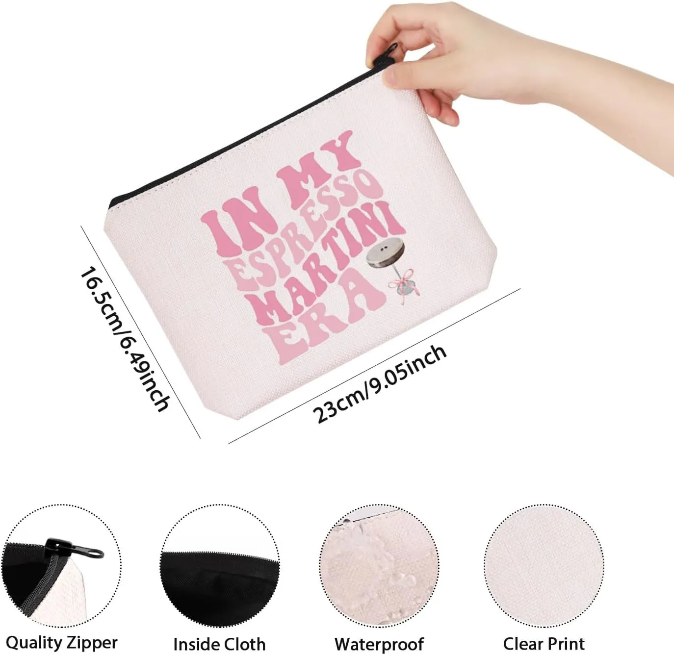 TSOTMO Tini Time Coquette In My Espresso Martini Era Makeup Bag - Cocktail Gift (My Espresso Bag)