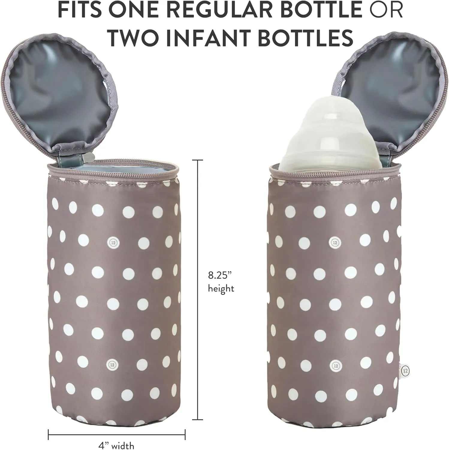 TWELVElittle Insulated Bottle Pouch, Portable Baby Bottle Practical Cooler Bag, Portable Travel Bottle Warmer for On-The-Go Convenience, Breastmilk Storage Bag, 2-Pack, Leaf & Polka Dot, AC131LE PD